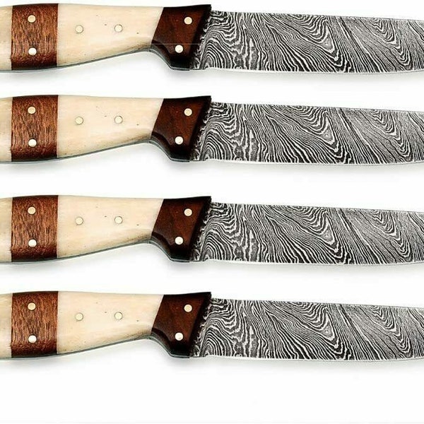 Christmas Gift Custom handmade Damascus steel steak knife Set, 4  dinning knife set, knife set for home,