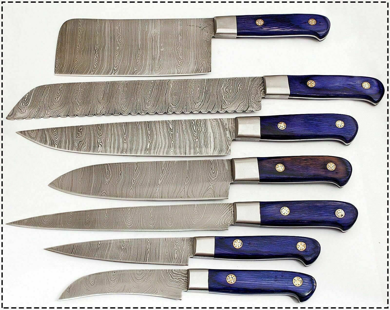Purple Custom Handmade Damascus Kitchen knife Set Chef knife Beautiful Gift  For Wife New Home Gift - Cutlery & Kitchen Knives - Alexandria, Virginia
