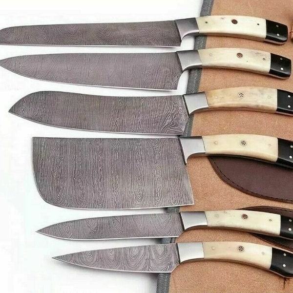 Damascus Butcher Knife Set Etsy