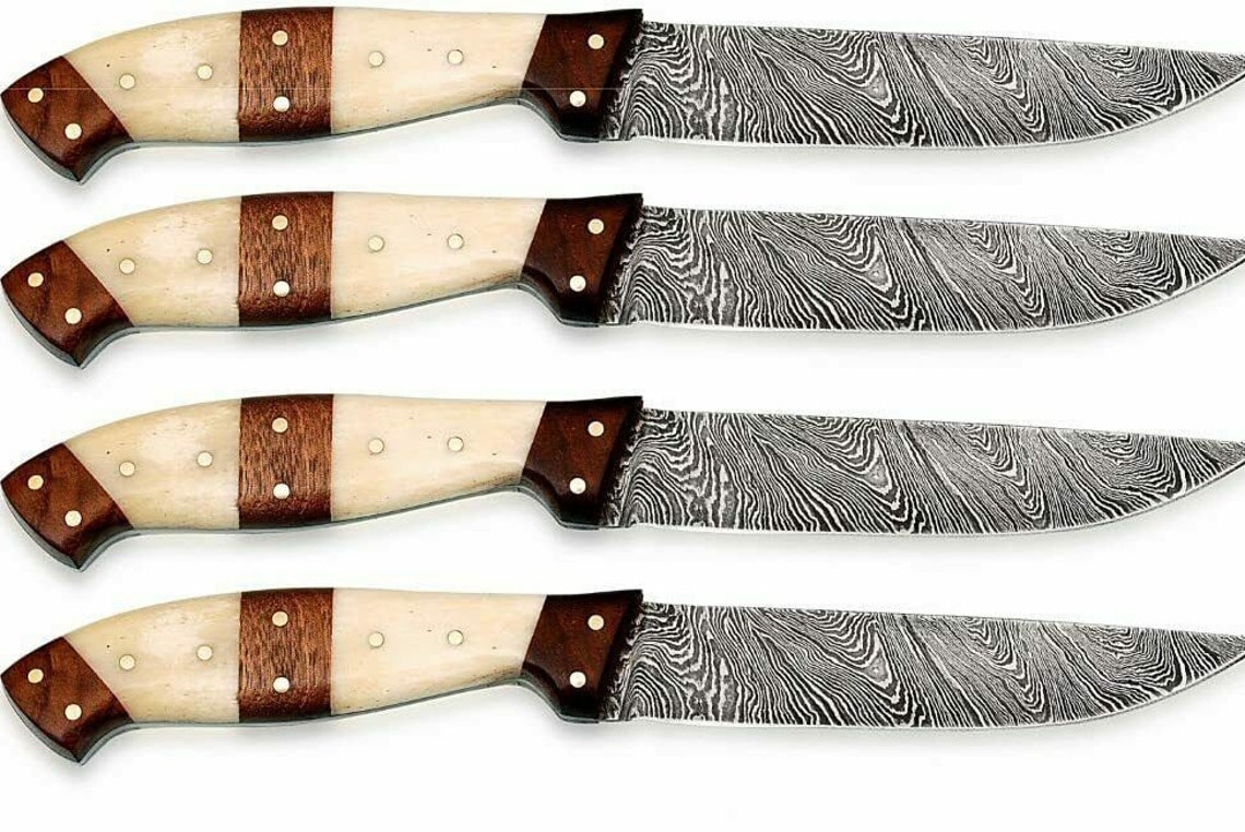 Custom handmade 4pc Damascus steel steak knife Setdinning Etsy