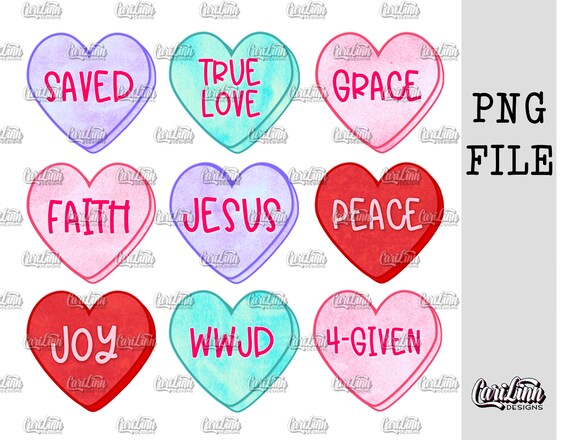 Christian Conversation Hearts Conversation Hearts Hand Drawn | Etsy