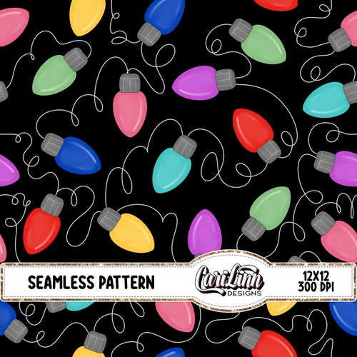 Seamless Pattern Christmas Lights Hand Drawn Etsy