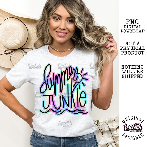 Summer Junkie, PNG Digital Download for Sublimation, DTF, DTG