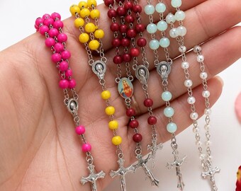 Catholic Rosary beads , luminous , pearls necklace