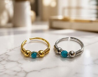 Turquoise Nose Ring , 10 mm , Ball end point , Silver 925 Non Tarnish Won’t Leave Stain On Skin , Buy 1 take 1 free , Free Shipping