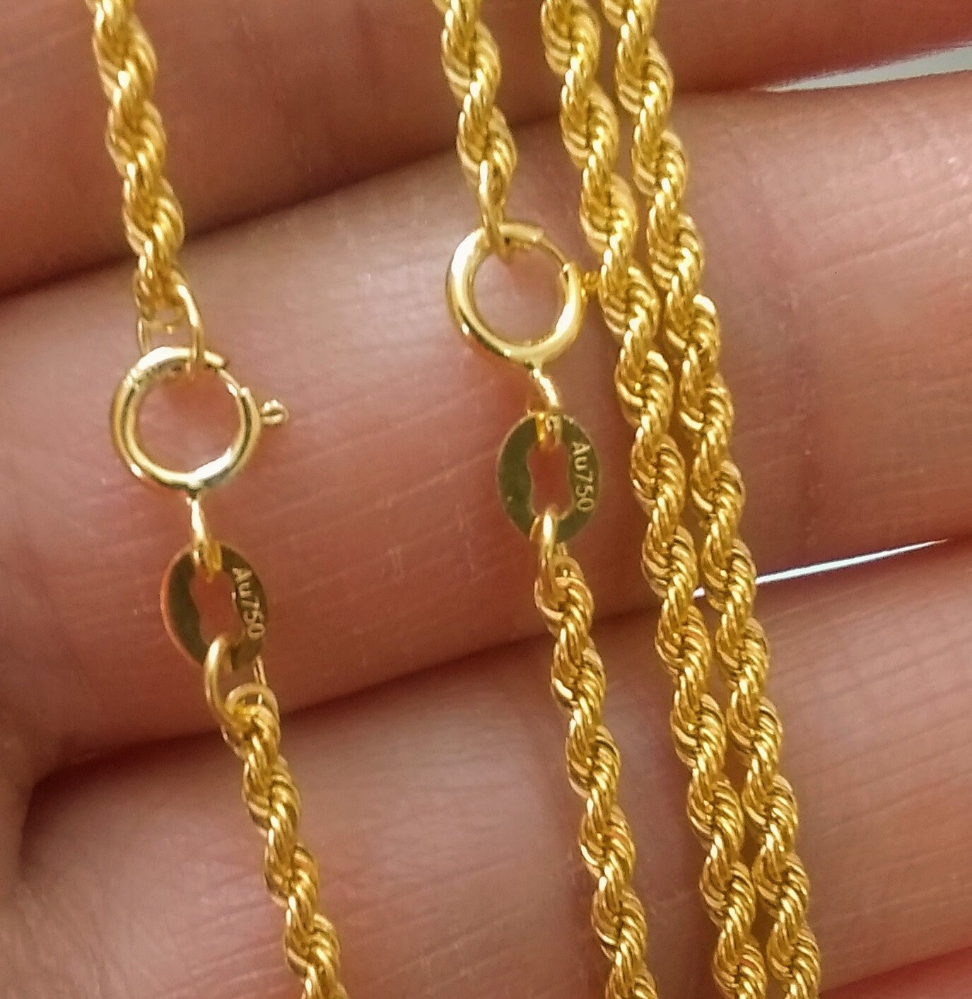 3 Mm 18 K Solid Gold Rope Chain | Etsy 