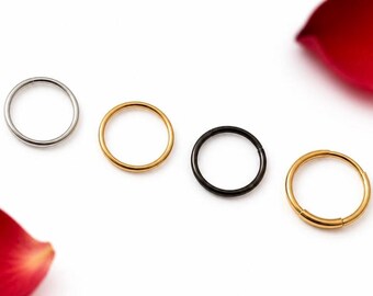 8 mm Plain Nose Hoop Silver 925 , colors silver , gold and black  20 gauge .Tarnish Resistance , Buy 2 take 1 free