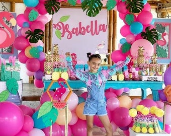 135 pcs Hawaiian Party Balloons Palm Leaf Arc Kit Beach Summer Tropical Birthday  Decor
