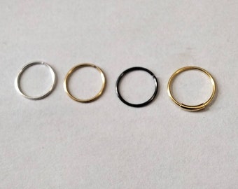 10 mm Plain Nose Hoop Silver 925 , colors silver , gold and black  20 gauge .Tarnish Resistance