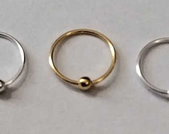 Sterling Silver Ball Nose Ring, 22G 10mm