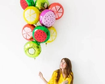 18 inch Fruit theme  Foil Balloons Watermelon , kiwi, Lemon , Strawberry , dragon fruit  Shower, Birthday , Anniversary Party