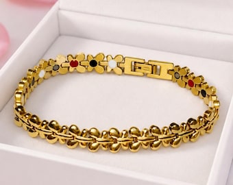 Stainless Steel Magnetic Healing Bracelet / Fashion  Yellow Gold 18k plated / Reduce Stress  / Adjustable / Free Shipping