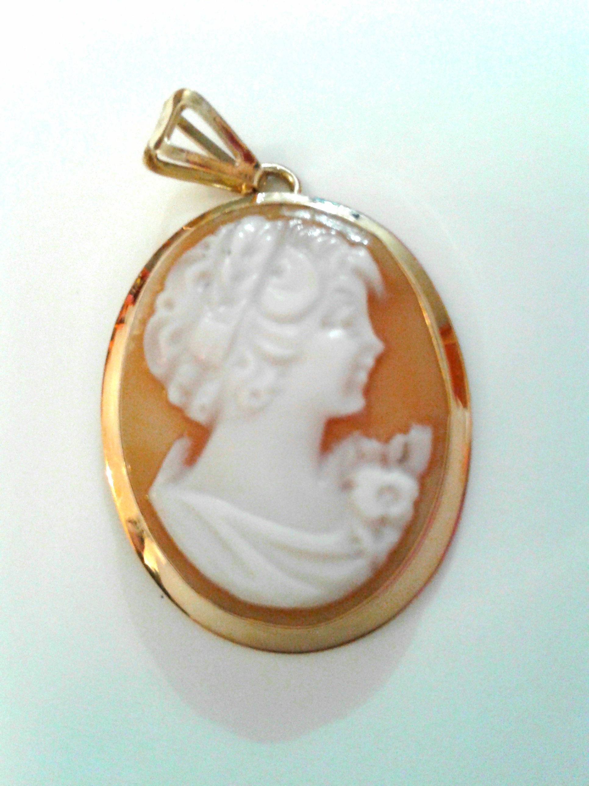 Certified Real Italian Cameo Pendant 14 k real gold Etsy