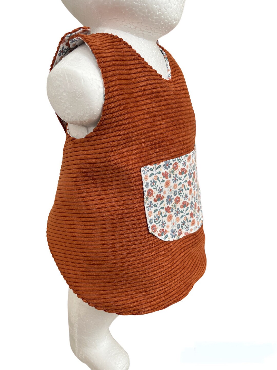 Apron Dress Reversible Dress Corduroy Baby Child Gift Birth Flowers