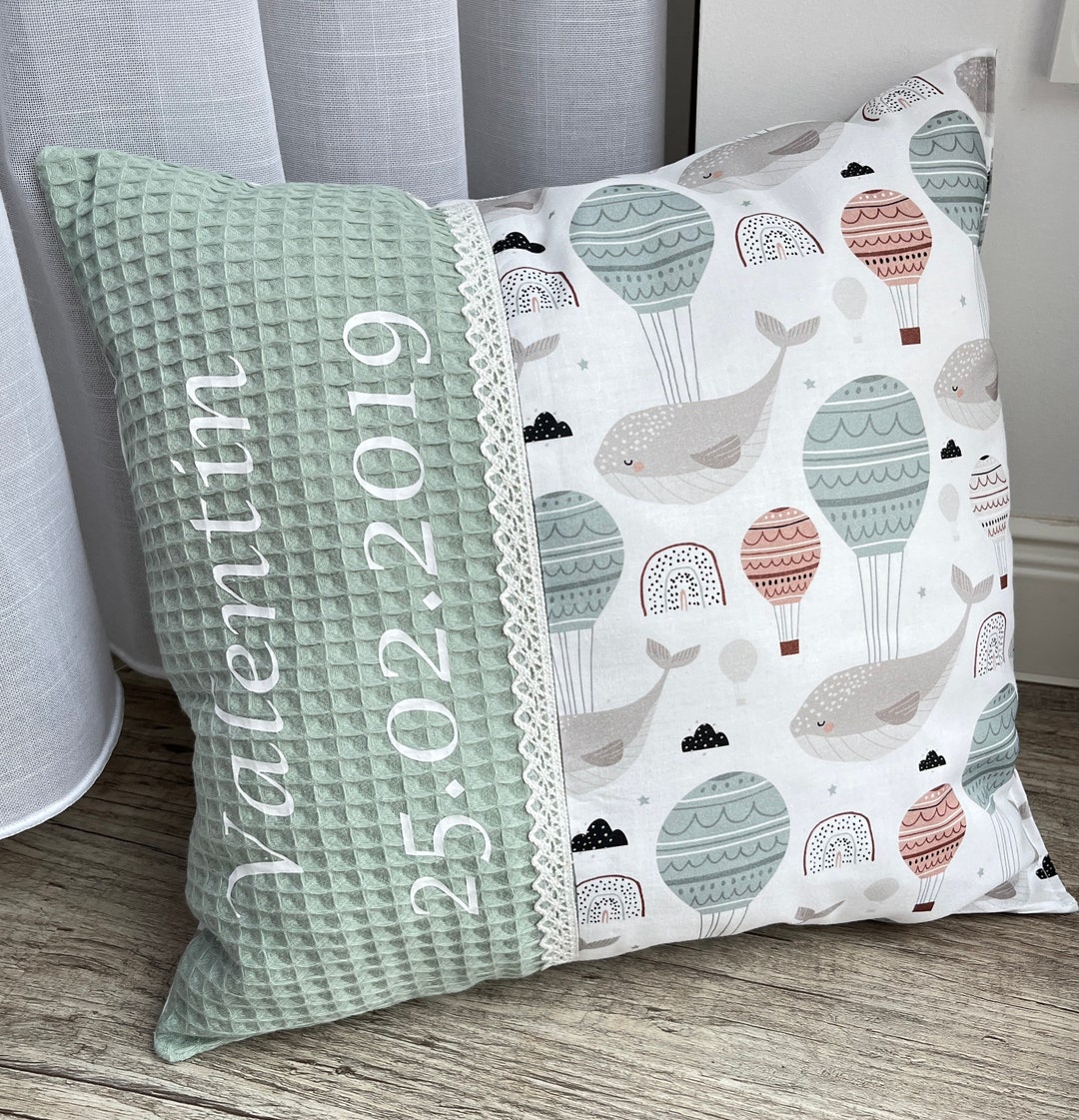 Zierkissen 40x40 Cm Mit Arche Noah Motiv – Personalisierbar Mit Namen & Datum, Perfekt Als Taufgeschenk