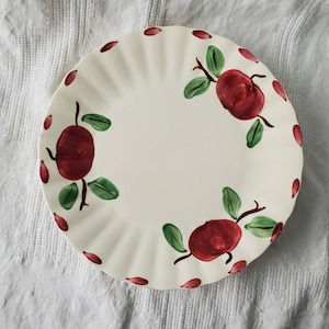 Set of 3 VINTAGE Blue Ridge Southern Potteries &quot;Beaded Apple&quot; Hand Painted Dinner Plates