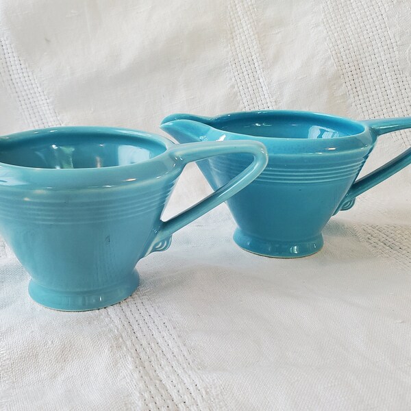 VINTAGE "Harlequin" by Homer Laughlin Creamers, Turquoise