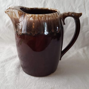 VINTAGE McCoy Brown Drip Glazed Pitcher HUGE 80 oz