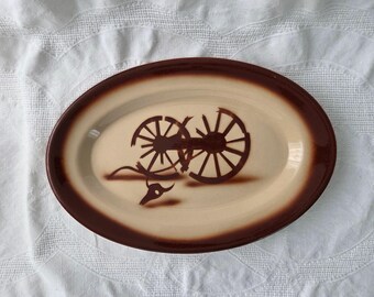 VINTAGE Tepco "Broken Wagon Wheel" Oval Platter, Extra Large