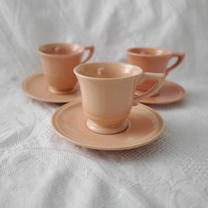 VINTAGE Gladding McBean/Franciscan &quot;Montecito&quot; Coral Demitasse Cups, Set of 3