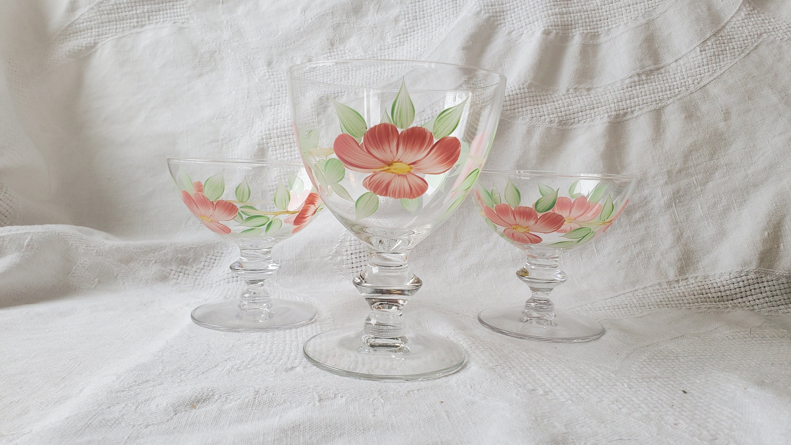 VINTAGE Franciscan Desert Rose Imperial Glassware, Goblet and