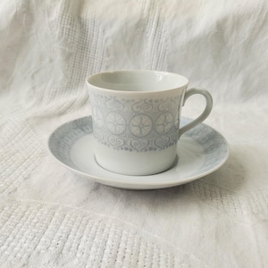 VINTAGE Upsala Ekeby Karlskrona &quot;Ancient Wheels&quot; Cup and Saucer