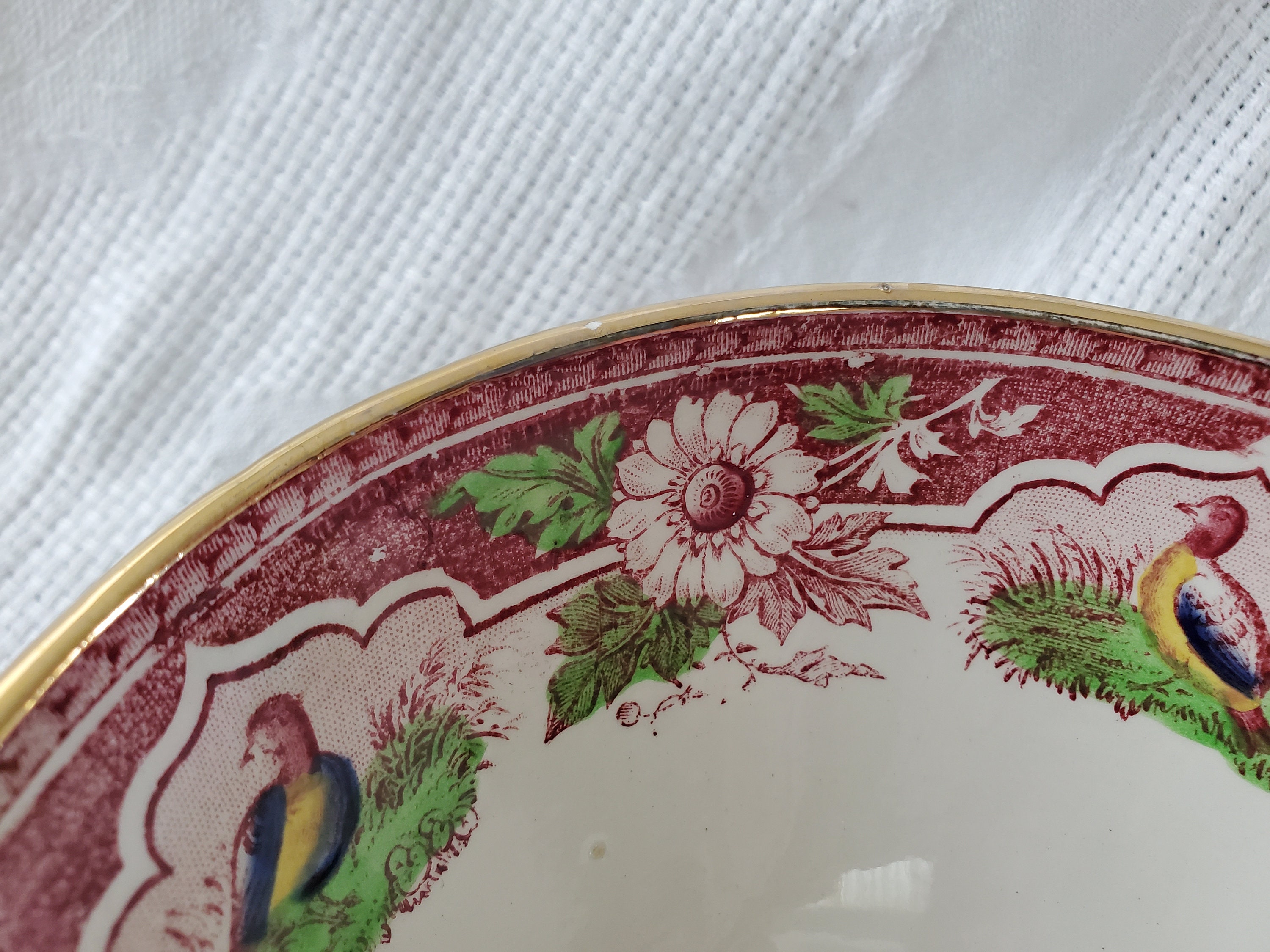 Antique PV France Portieux Vallerysthal Footed Transferware Bowl