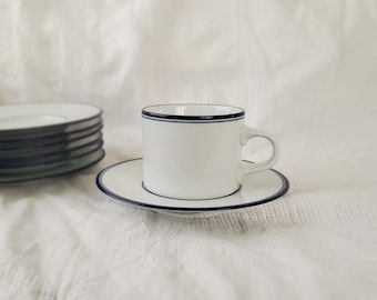 Dansk "Concerto Allegro Blue" Cups & Saucers, plus additional saucers