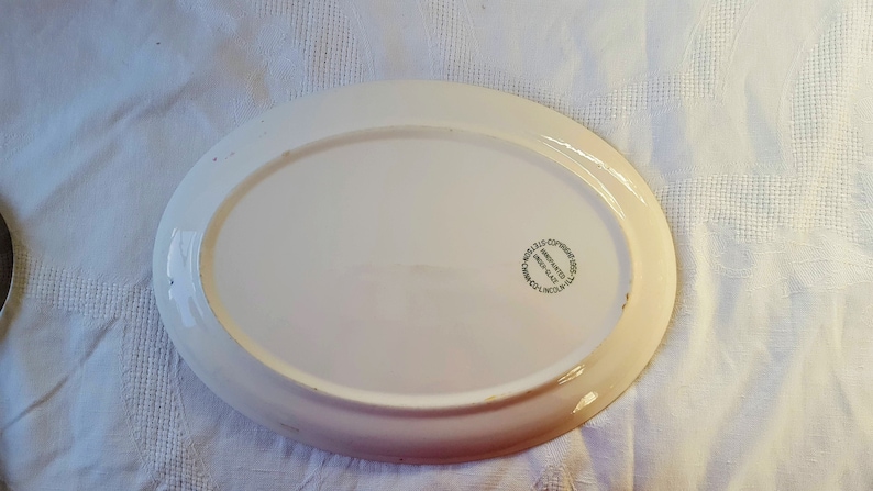 VINTAGE Pink and Black Stetson China Large Oval Platter