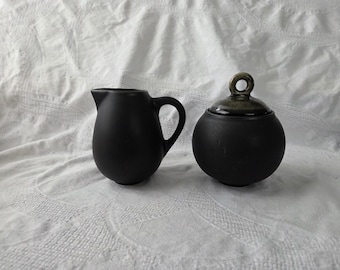 Jars France "Samoa Vert" Sugar Bowl and Creamer Set, imperfect