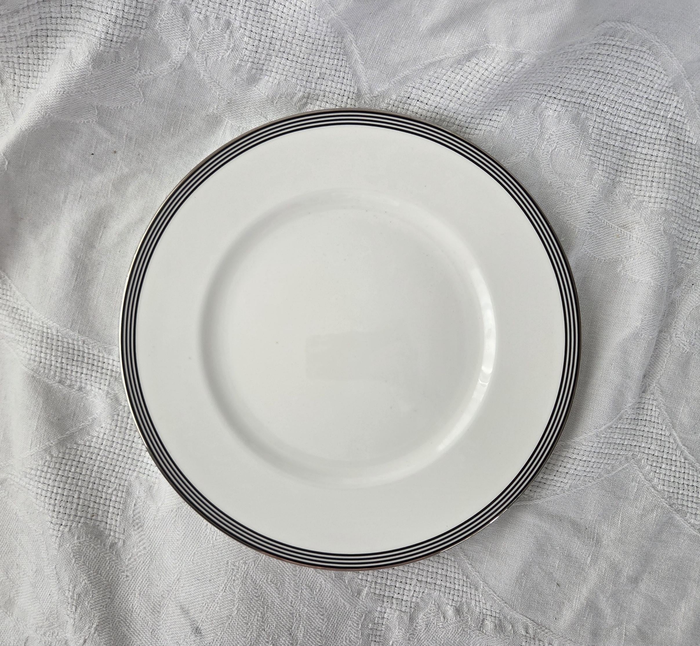 2 Kate Spade Dalton Street Lenox Salad Plates Striped Black Yellow