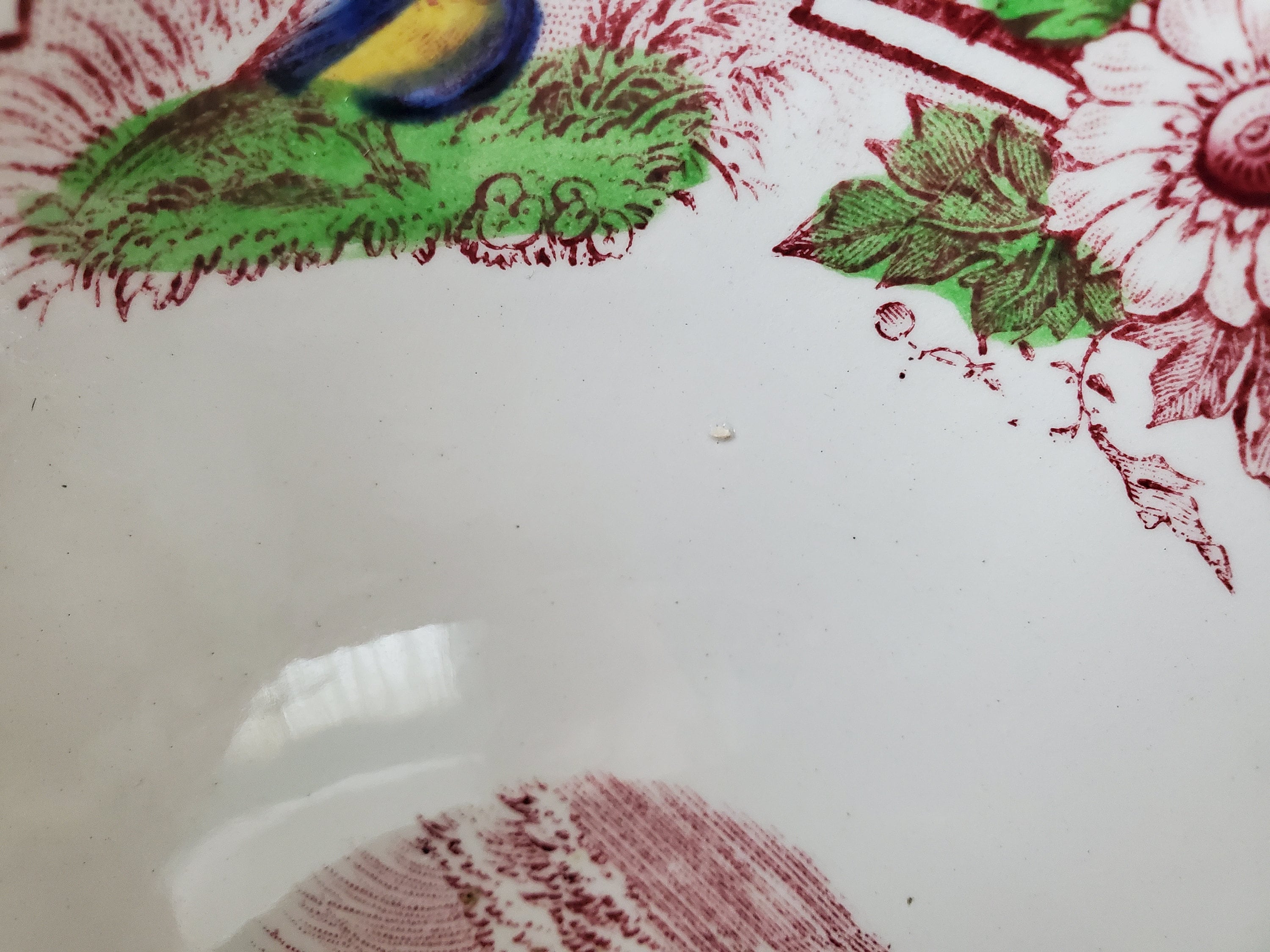 Antique PV France Portieux Vallerysthal Footed Transferware Bowl