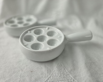 Set of 2 APILCO "Classic Whiteware" 6 Hole Escargot/Snail Dishes