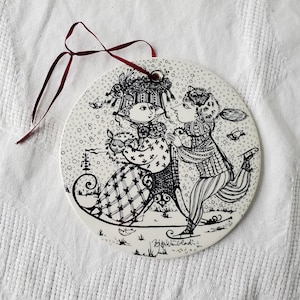 VINTAGE Bjørn Wiinblad &quot;Months of the Year&quot; Trivet/Wall Plaque by Nymolle, January