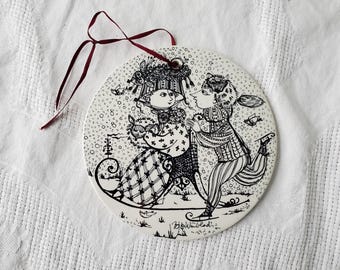 VINTAGE Bjørn Wiinblad "Months of the Year" Trivet/Wall Plaque by Nymolle, January