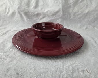 Homer Laughlin P86 Fiesta Hostess Juego de Chips y Dip, ¿Borlete? ¿Cinabrio?