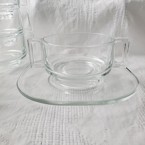 VINTAGE 1960s Glass Joe Colombo Arno Handled Soup Bowls with Underplates, Made in Italy, Sold Individually