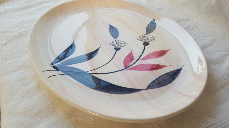 VINTAGE Pink and Black Stetson China Large Oval Platter