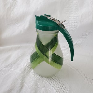 VINTAGE Dripcut Syrup Dispenser, Green Plaid Hand Painted Decoration