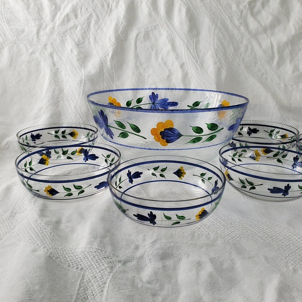 Dansk "San Nicolo" 11 inch Glassware Salad Bowl and Individual 6 inch Bowls, Sold Individually