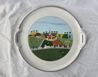 Villeroy & Boch "Design Naif" Handled Cake Plate, Wedding Scene