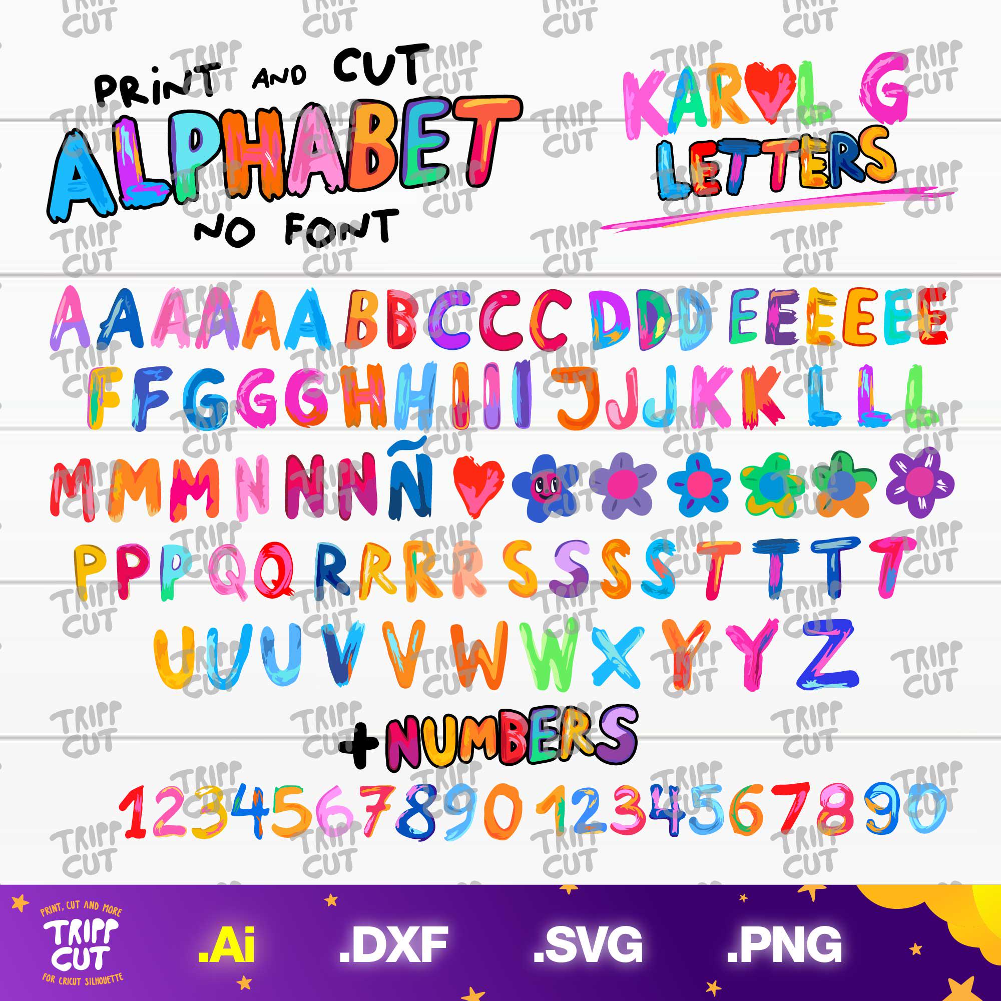 Karol G Alphabet Letters Mañana será Bonito PNG,SVG,DXF,Eps Alfabeto letras Bichota png, Print and Cut Digital files download