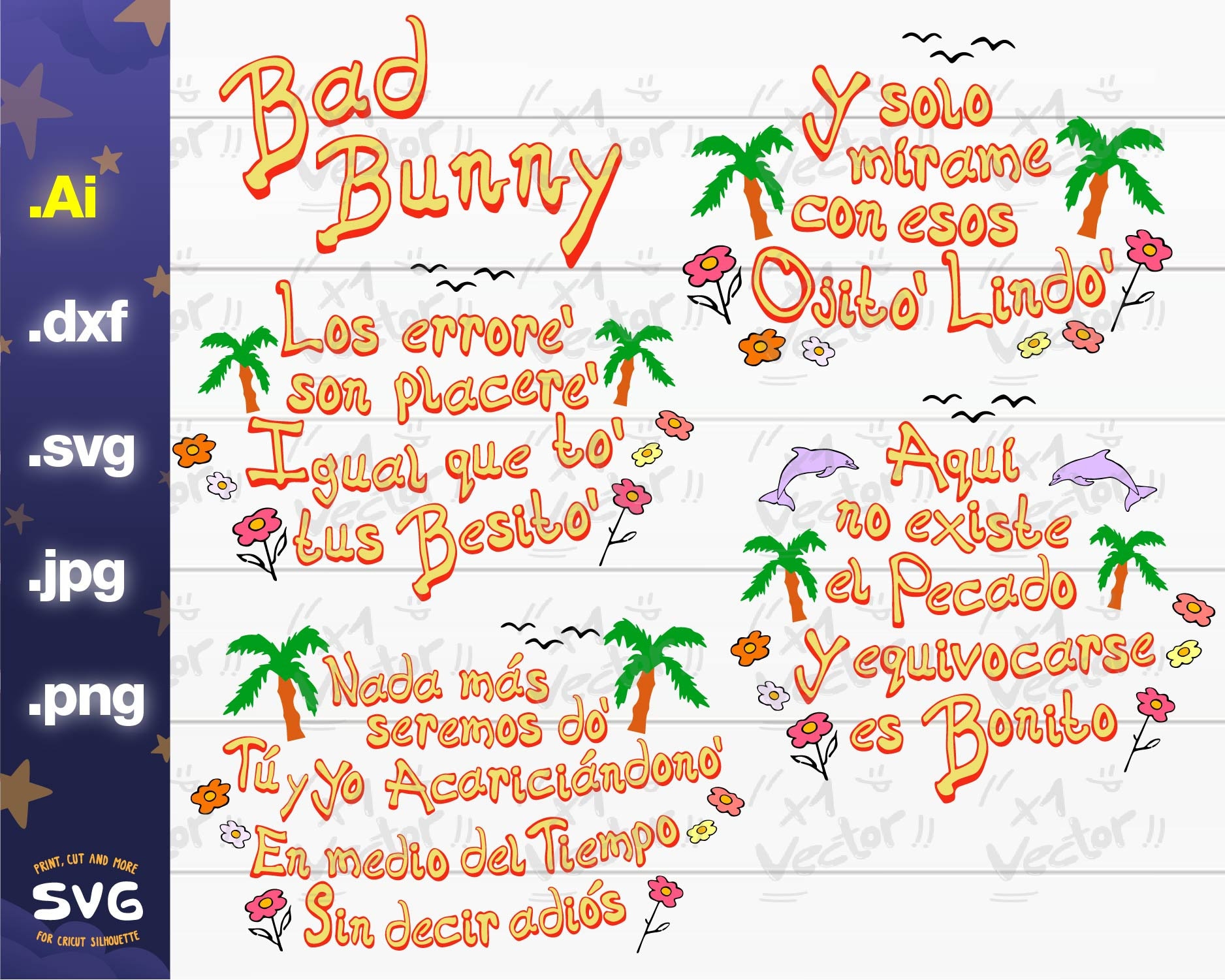 Bad bunny Ojitos Lindos PNG Bad bunny phrases SVG Un verano - Etsy México