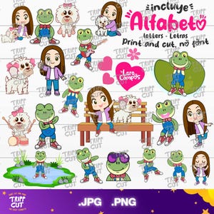 Lara campos Alfabeto, Letras bundle PNG,JPG Rana Rhenne png, print and cut, digital download, instant download files