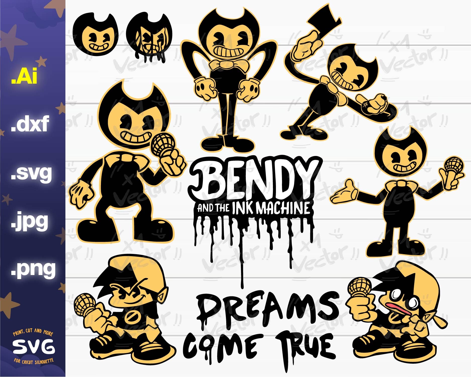 Vintage Toons Bendy 1920s Cartoon Character Bendy JPG PNG 