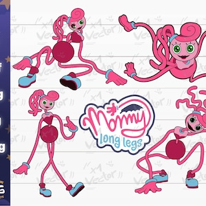 Mommy long legs PNG for sublimation use DIGITAL Download Hand drawn Gamer  clip art pink spider Poppy's Playtime