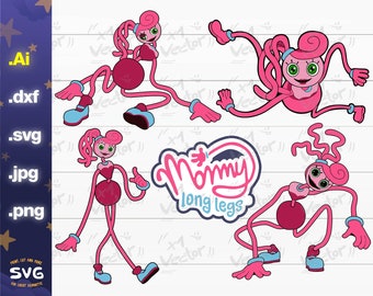 Mommy long legs bundle SVG, digital files for cricut silhouette PNG, JPG,  Dxf, decals, prints, sublimation pack poppy play time