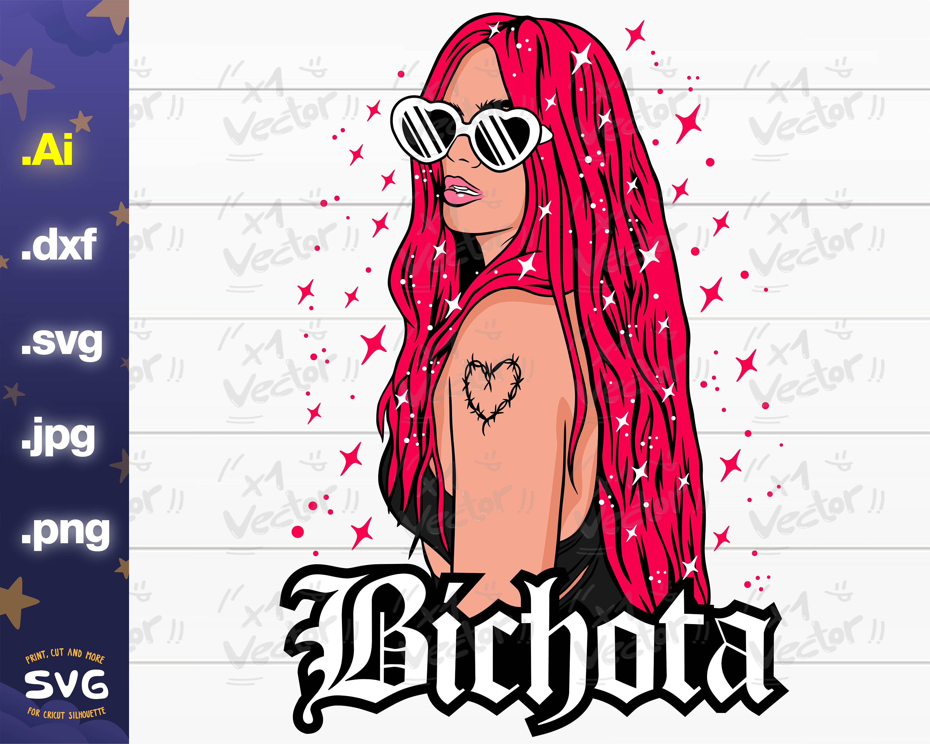 Bichota Karol G Red Hair PNG Heart Tattoo SVG Bichota JPG Etsy Hong Kong