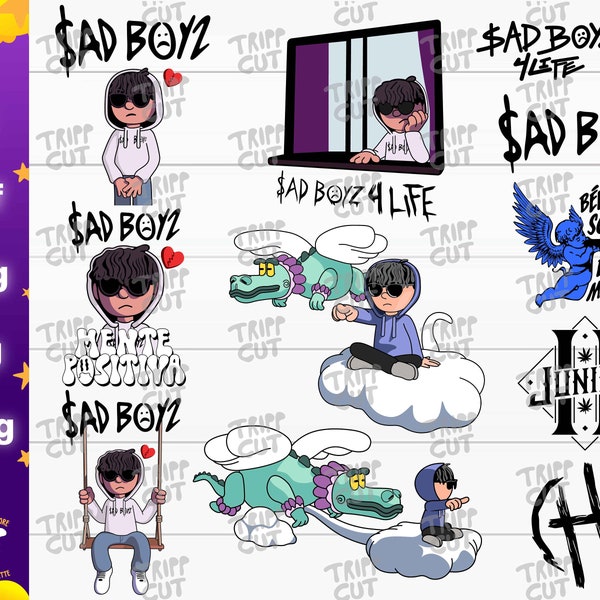 Junior H Bundle Sad Boys PNG,JPG,SVG,Dxf Corridos tumbados jpg, México Print and Cut Digital files cricut silhouette files download