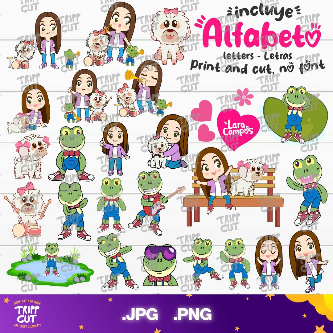 Lara Campos Alfabeto, Letras Bundle PNG,JPG Rana Rhenne Png, Print
